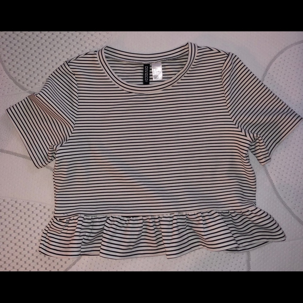 Cropped stripe peplum top